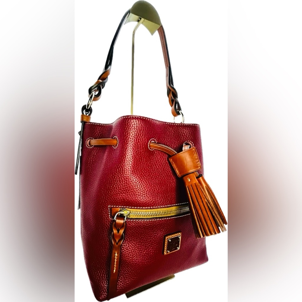 Dooney & Bourke Pebble Grain Tasha Drawstring Bag in Red - Picture 8 of 16